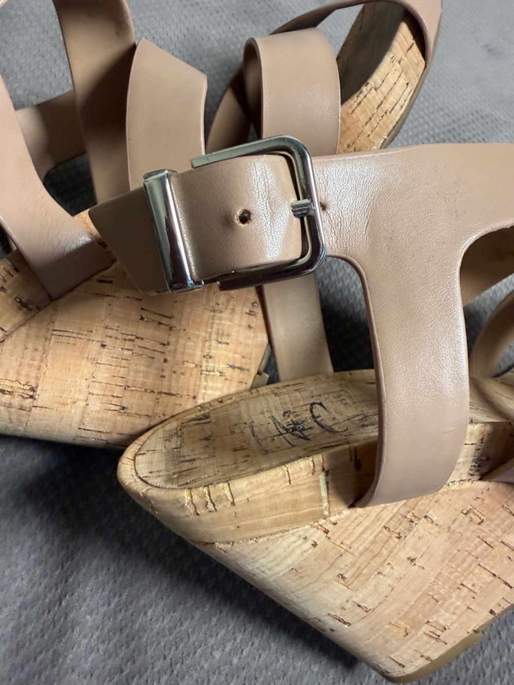 INC International Concepts Beige Cork Wedge Sandals - Picture 9 of 10